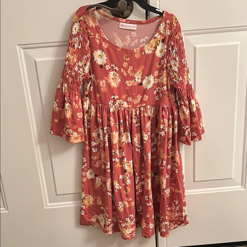 Bonnie Jean Coral Girls Floral Dress